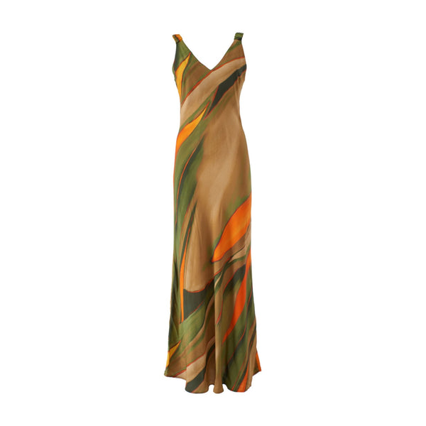 Yes Zee Abito lungo Abito Donna lungo a V Verde P24-YESZEEA400Y900-2900-S - Francavilla Moda